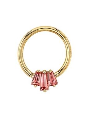 BVLA Oceane 3 salmon pink sapphire and yellow gold seamless ring